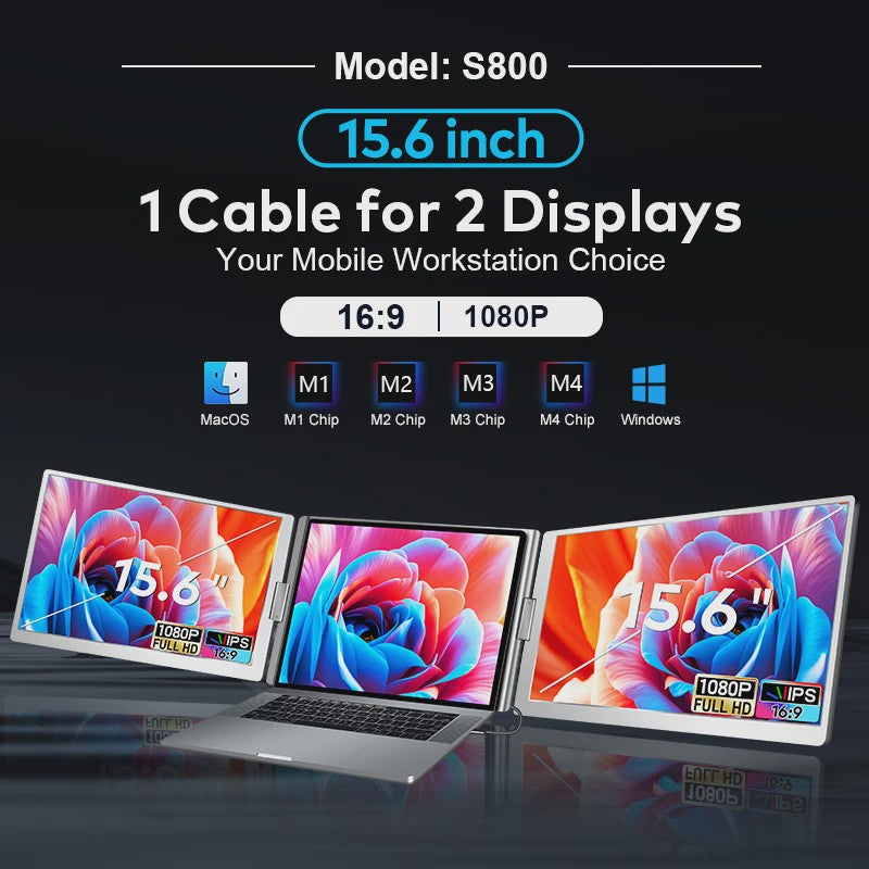 14-inch Draagbare Dual Laptop Monitor - Full HD Uitbreidbaar Scherm voor Productiviteit