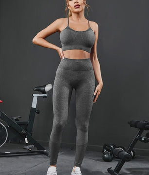 Naadloze Dames Sportset: Yoga Set met Hoge Taille Legging & Sport Top voor Fitness en Gym