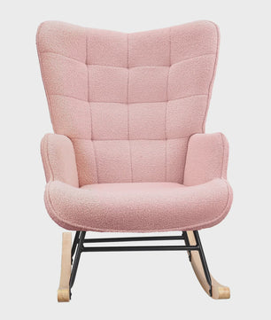 Comfortabele Schommelstoel met Teddy Stof - Zachte Lounge Chair voor Woonkamer & Slaapkamer