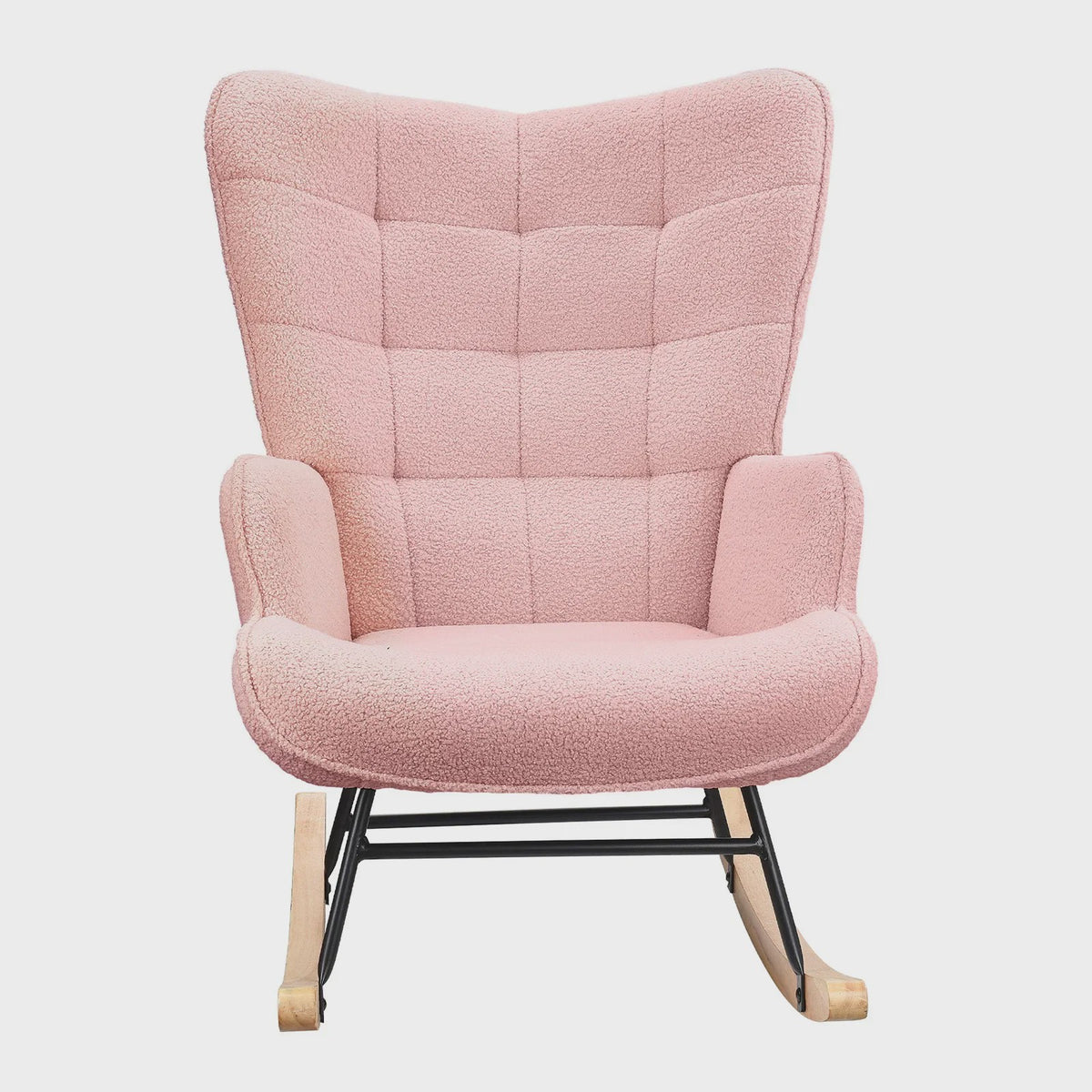 Comfortabele Schommelstoel met Teddy Stof - Zachte Lounge Chair voor Woonkamer & Slaapkamer