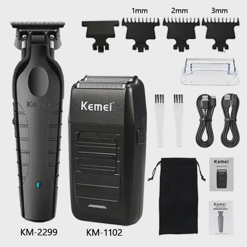 Kemei Professionele Draadloze Baardtrimmer & Tondeuse KM-2296/KM-2299/KM-1102