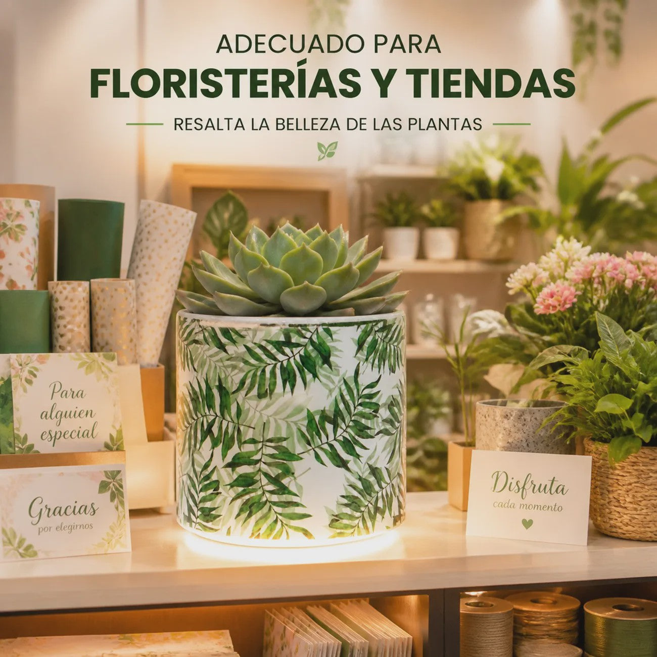 Decoratieve Keramische Bloempot met Groene Bladeren Print - 13x12cm Cilindrisch - Modern & Veelzijdig