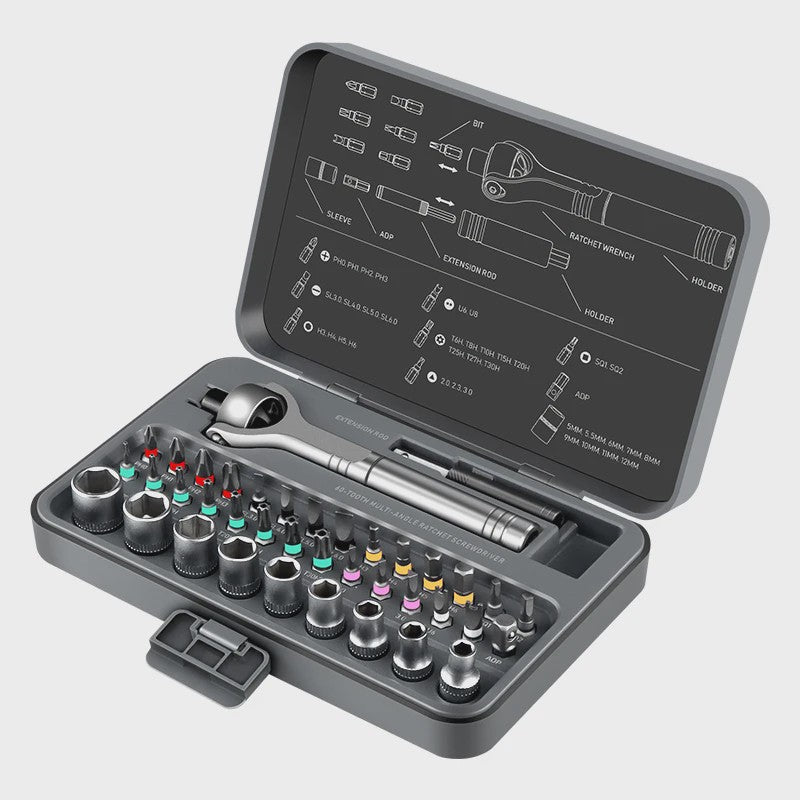 40-in-1 Magnetische Ratelschroevendraaierset met Verstelbaar Handvat & Dopsleutels