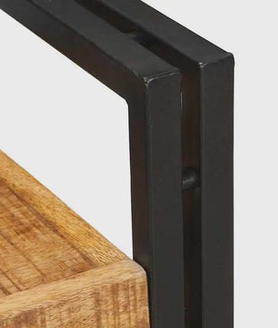Nachtkastje Massief Mangohout & Metaal - 38x33x58 cm - Bruin/Zwart