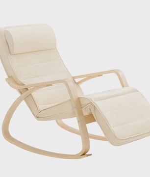 Luxe Schommelstoel Beige met Verstelbare Voetensteun & Draaifunctie | Comfortabel Relaxen