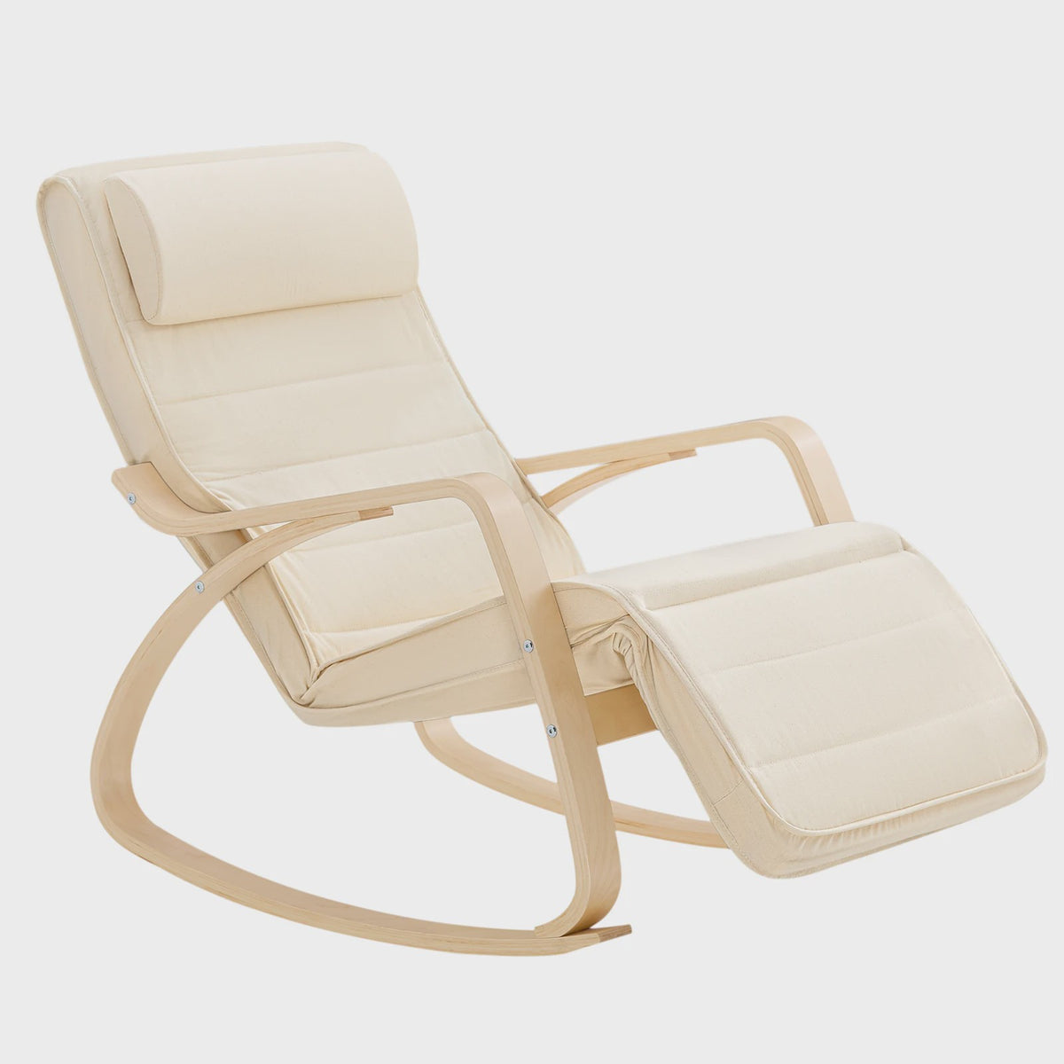 Luxe Schommelstoel Beige met Verstelbare Voetensteun & Draaifunctie | Comfortabel Relaxen