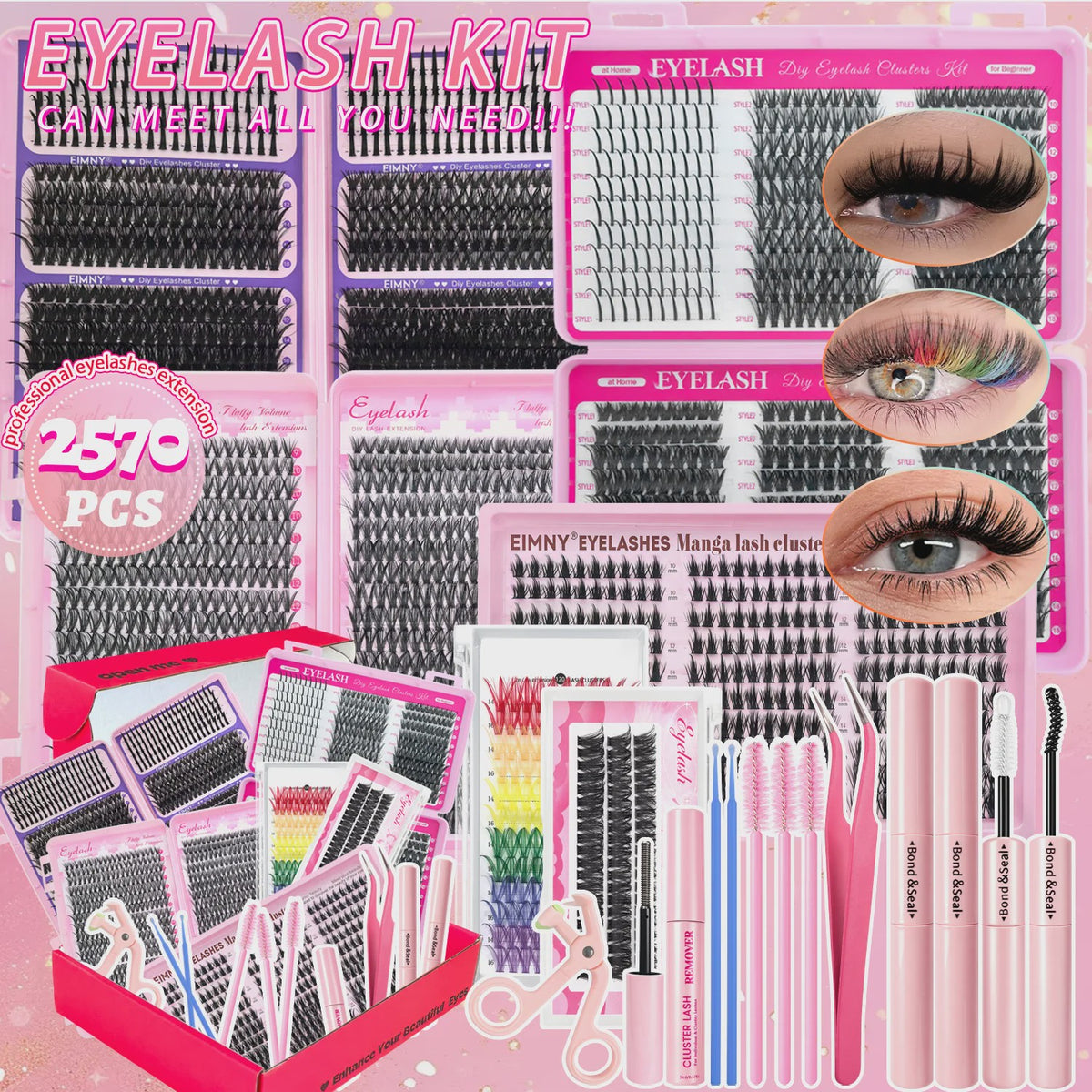 Fluffy Wimperextensie Kit: 720 Stuks Wimper Clusters & Tools voor een Volle Look