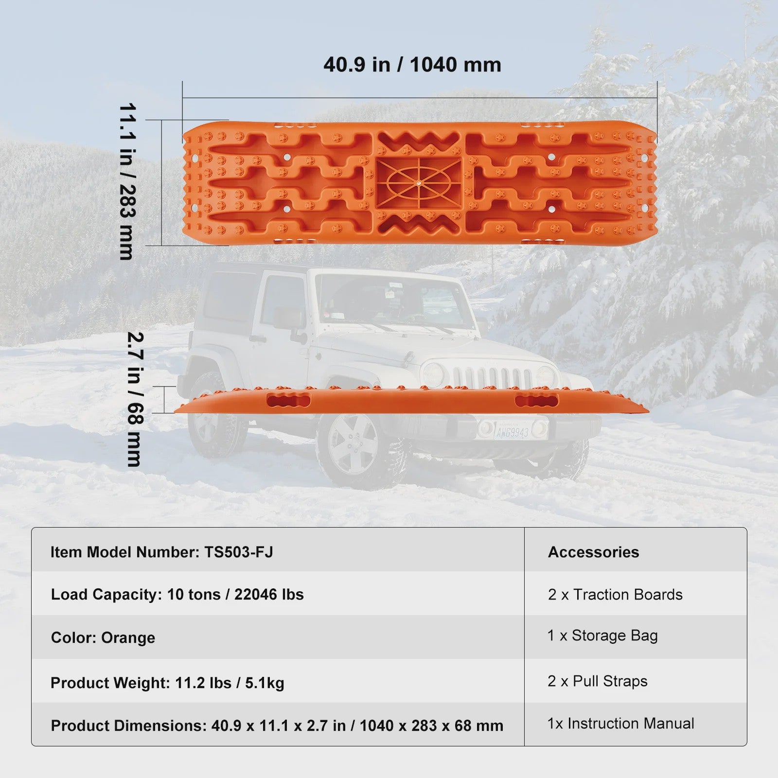 10 Ton Traction Boards (2 stuks) - Off-road Banden Herstelmatten voor SUV, Jeep, Camper
