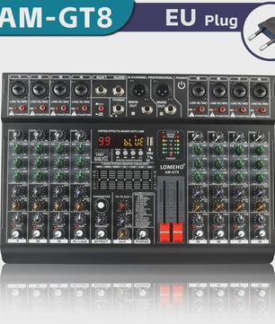 Lomeho AM-GT6/8 Professionele Audio Mixer Console met 7-Band EQ, USB & 99 Effecten