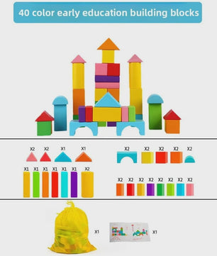 Houten Blokken Speelgoed - 100 Stuks Gekleurde Bouwblokken voor Vroege Educatie en Cognitieve Ontwikkeling