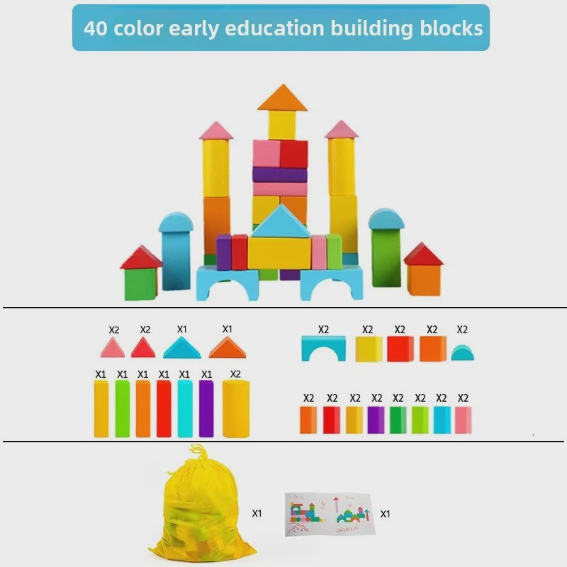 Houten Blokken Speelgoed - 100 Stuks Gekleurde Bouwblokken voor Vroege Educatie en Cognitieve Ontwikkeling