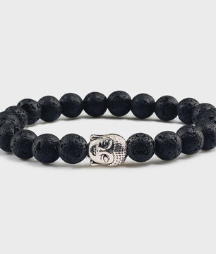 Buddha Hoofd Armband - Natuursteen & Lavasteen Kralen - Yoga & Gebedssieraden voor Dames en Heren