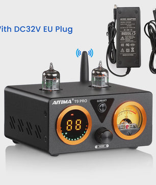 AIYIMA T9 PRO HiFi Bluetooth 5.2 Tube Versterker met VU Meter - 100W x 2 Stereo Audio Amp met USB DAC, COAX & OPT