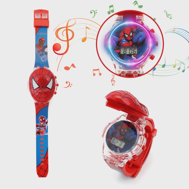 Kinderhorloge met Licht & Geluid: Spider-Man, Iron Man & Captain America