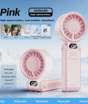 Draagbare Handheld Ventilator met 3600mAh Batterij, 100 Windsnelheden & LCD Display