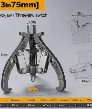 Robuuste 3-in-1 Trekker: 3- & 2-Bekken Trekker voor Lagers, Poelies & Vliegwielen (3, 4, 6 Inch)