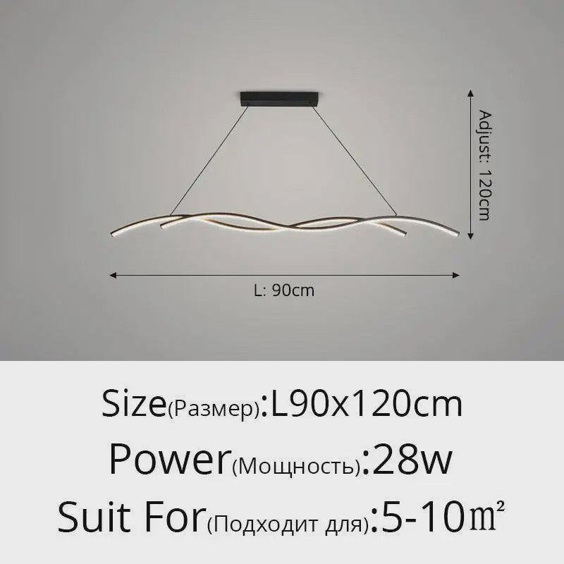 Moderne LED Plafondlamp Golvend Design - Zwart/Wit - Hotel, Restaurant, Bar