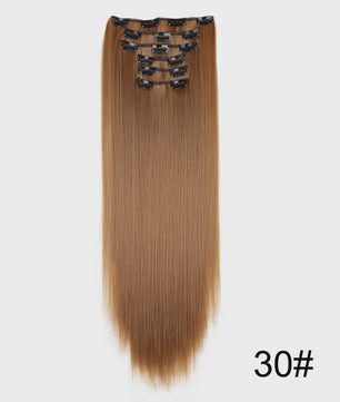 Synthetische Clip-in Haarverlengingen 24 Inch - Lang Steil, Hittebestendig, Diverse Kleuren
