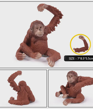 Oenux Wild Animal Speelfiguren: Aap, Chimpansee, Orang-oetan & Gibbon (PVC)