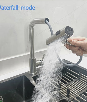 Grijze/Zilveren Uittrekbare Keukenkraan met Flexibele Douchemodus en Warm/Koud Water - Dekmontage