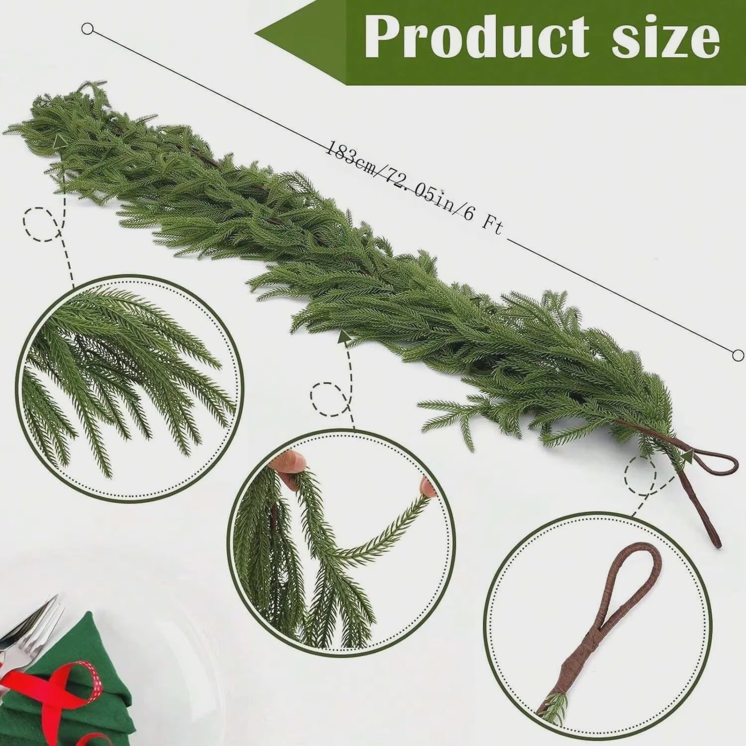 Kunstkerstkrans Norfolk Den: Luxe Groene Slinger voor Deur, Muur & Tafel - Kerstdecoratie