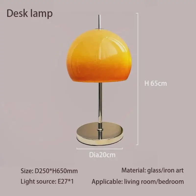 Retro Vloerlamp Mushroom Glas Gradient Oranje - Bauhaus Sfeerlamp voor Woonkamer & Slaapkamer