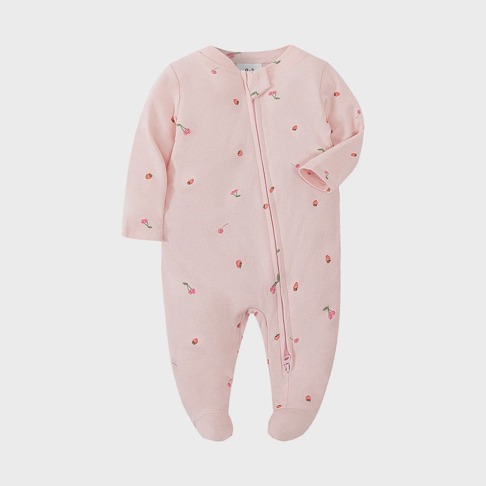 Katoenen Newborn Pyjama met Voetjes en Ritssluiting - Romper voor Jongens en Meisjes (0-12 Maanden)
