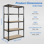 5-Laags Heavy Duty Metalen Stellingkast - 1000kg Draagvermogen - Boutloos Ontwerp - Verstelbare MDF Planken