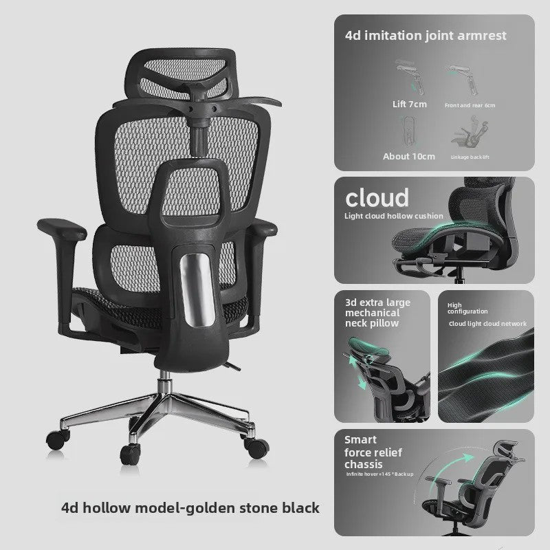 Ergonomische Bureaustoel Mesh - Verstelbaar met Lendesteun & Voetensteun - Comfortabel voor Kantoor & Gaming