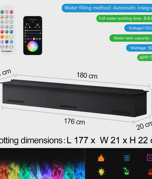Elektrische Sfeervuur met Waterdamp en LED Vlammen - Smart Home Decoratie