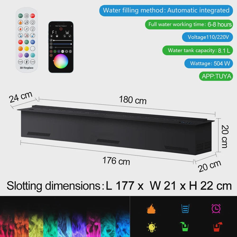Elektrische Sfeervuur met Waterdamp en LED Vlammen - Smart Home Decoratie