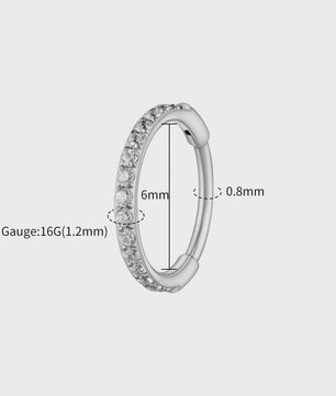 Chique Titanium Huggie Hoop Oorbel met Zirkonia - 16G Piercing Sieraden