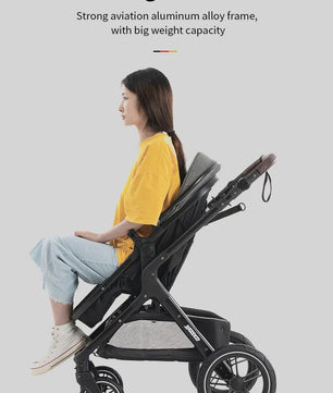 3-in-1 Multifunctionele Kinderwagen - Lichtgewicht en Compact met Babyzitje en Reiswieg