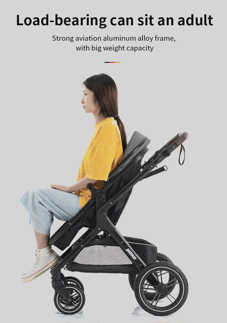 3-in-1 Multifunctionele Kinderwagen - Lichtgewicht en Compact met Babyzitje en Reiswieg