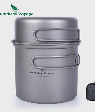 Boundless Voyage Titanium Kampeer Kookset - Lichtgewicht Potten & Pannen met Opvouwbare Handgrepen