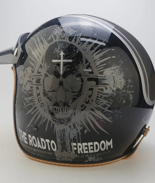 Handgeschilderd Open Face Motorhelm met Vizier - Lichtgewicht ABS & 3C Gecertificeerd