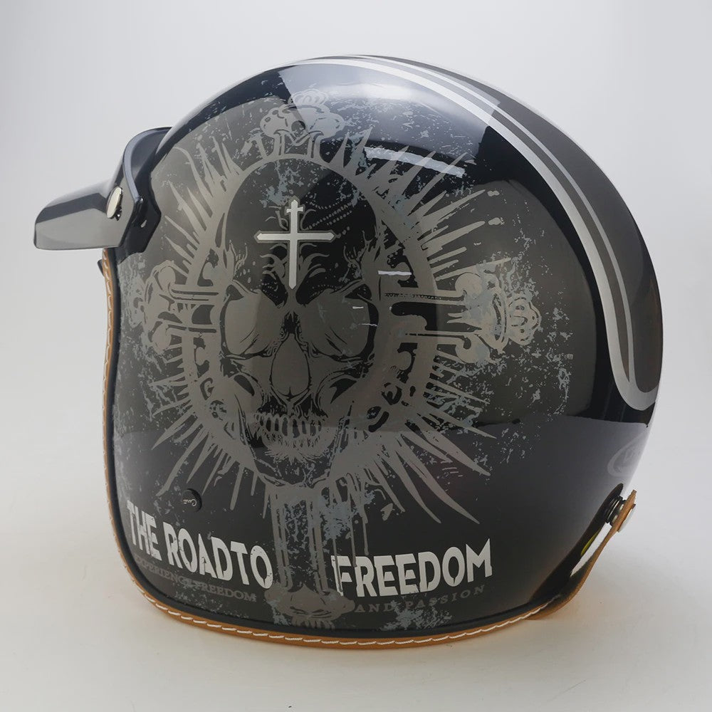 Handgeschilderd Open Face Motorhelm met Vizier - Lichtgewicht ABS & 3C Gecertificeerd