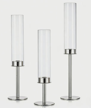 Set van 3 Goudkleurige Kaarsenstandaards met Glazen Kap - Elegant & Stabiel voor Feesten