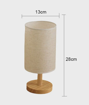Sfeervolle LED Tafellamp met Houten Basis & Stoffen Kap - Dimbare Nachtlamp USB