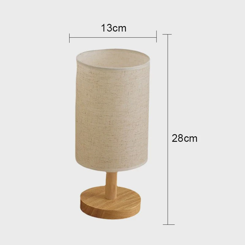 Sfeervolle LED Tafellamp met Houten Basis & Stoffen Kap - Dimbare Nachtlamp USB