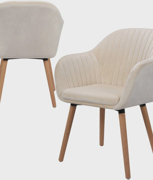 Set van 2 fluwelen eetkamerstoelen met armleuningen en rugleuning - Stijlvol en comfortabel