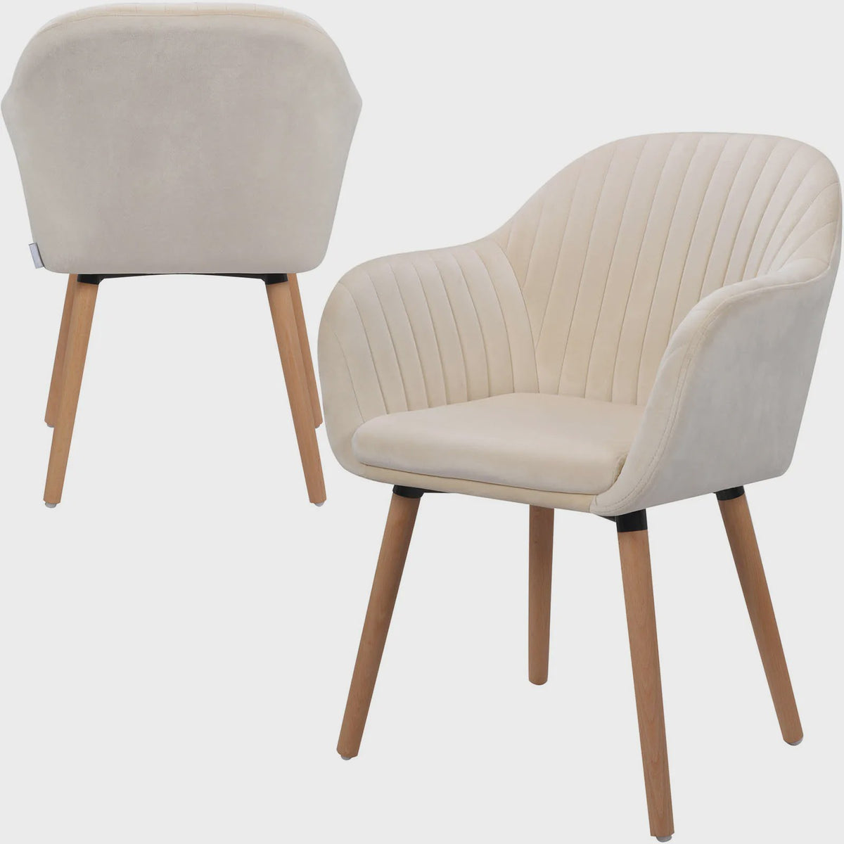 Set van 2 fluwelen eetkamerstoelen met armleuningen en rugleuning - Stijlvol en comfortabel