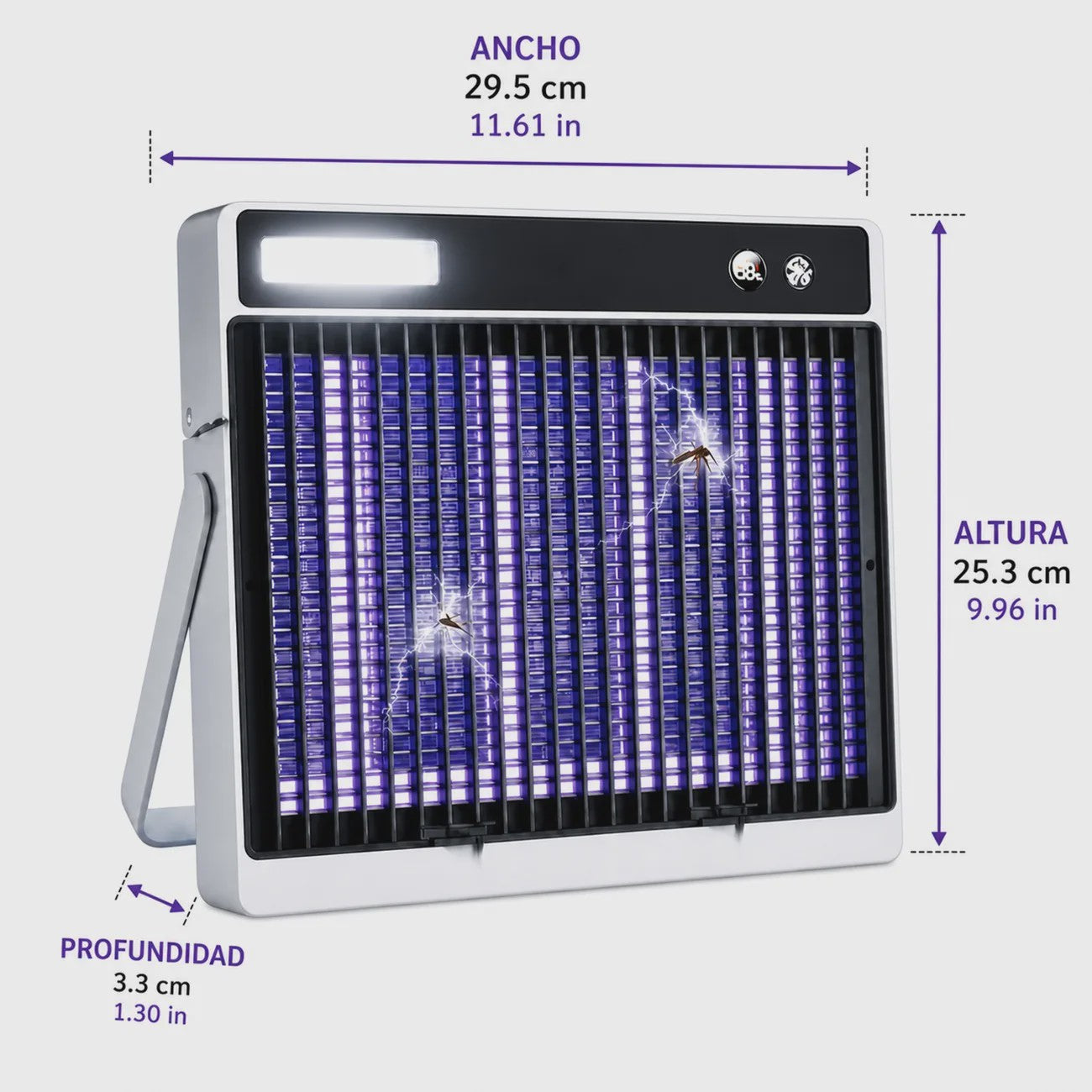 Elektrische Muskietenlamp 3000V UV LED, Oplaadbaar 2400mAh, Binnen/Buiten, Noodverlichting