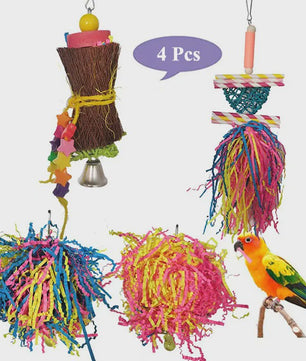 Kleurrijke Vogel Speelgoed Set voor Papegaaien - 3 Delig - Ophangbaar Knaag- en Verstop Speelgoed