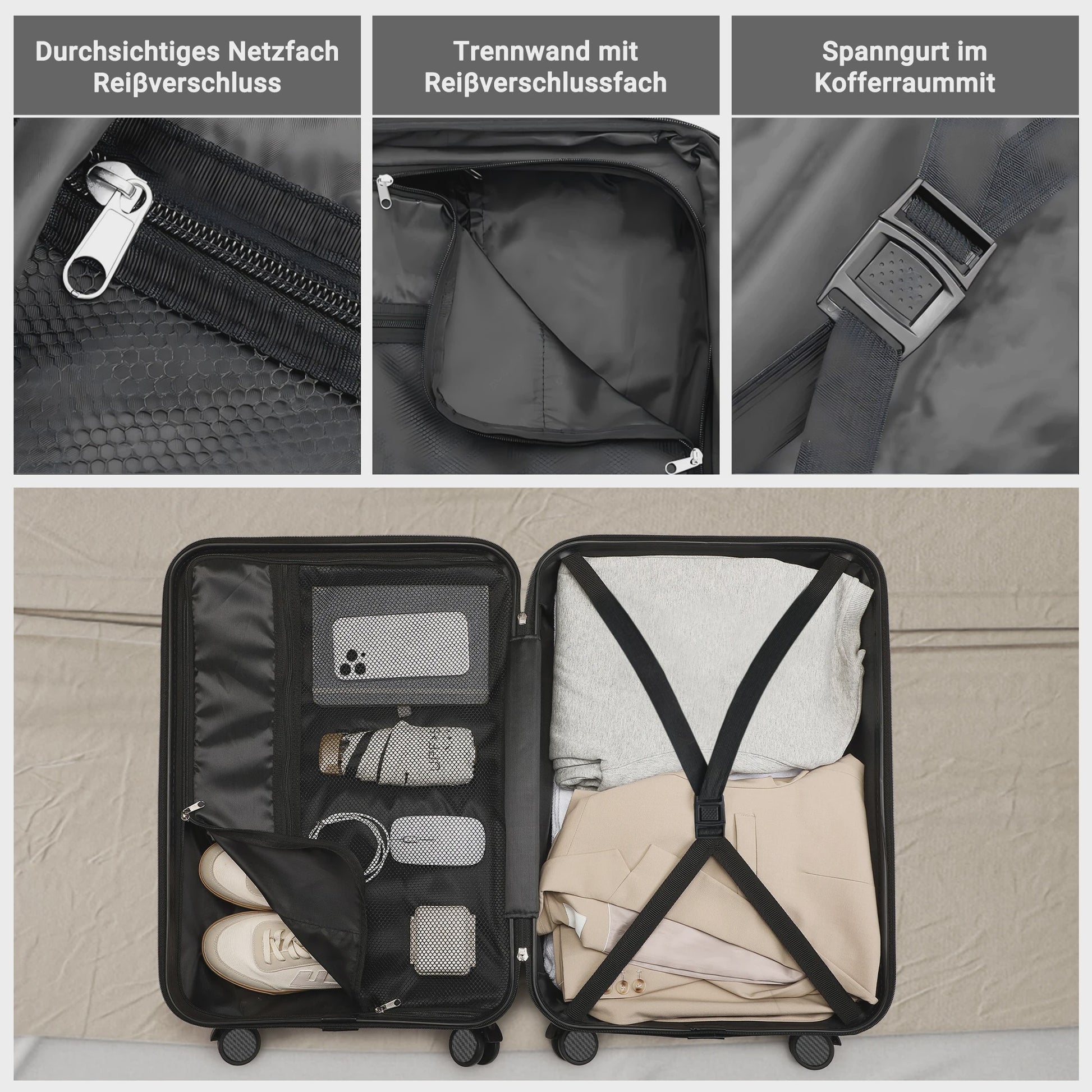 2-delige ABS Hardcase Koffer Set met TSA Slot - 20" & 24" Spinner Trolleys