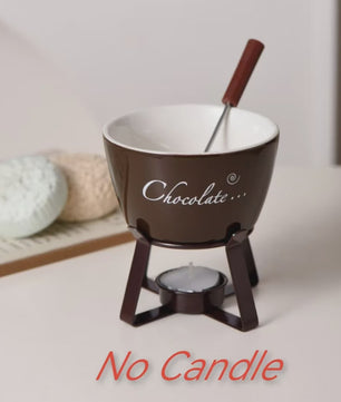Keramische Chocolade Fondue Set - Smelt Chocolade, Kaas & IJs - Inclusief Vork - Perfect Valentijnscadeau