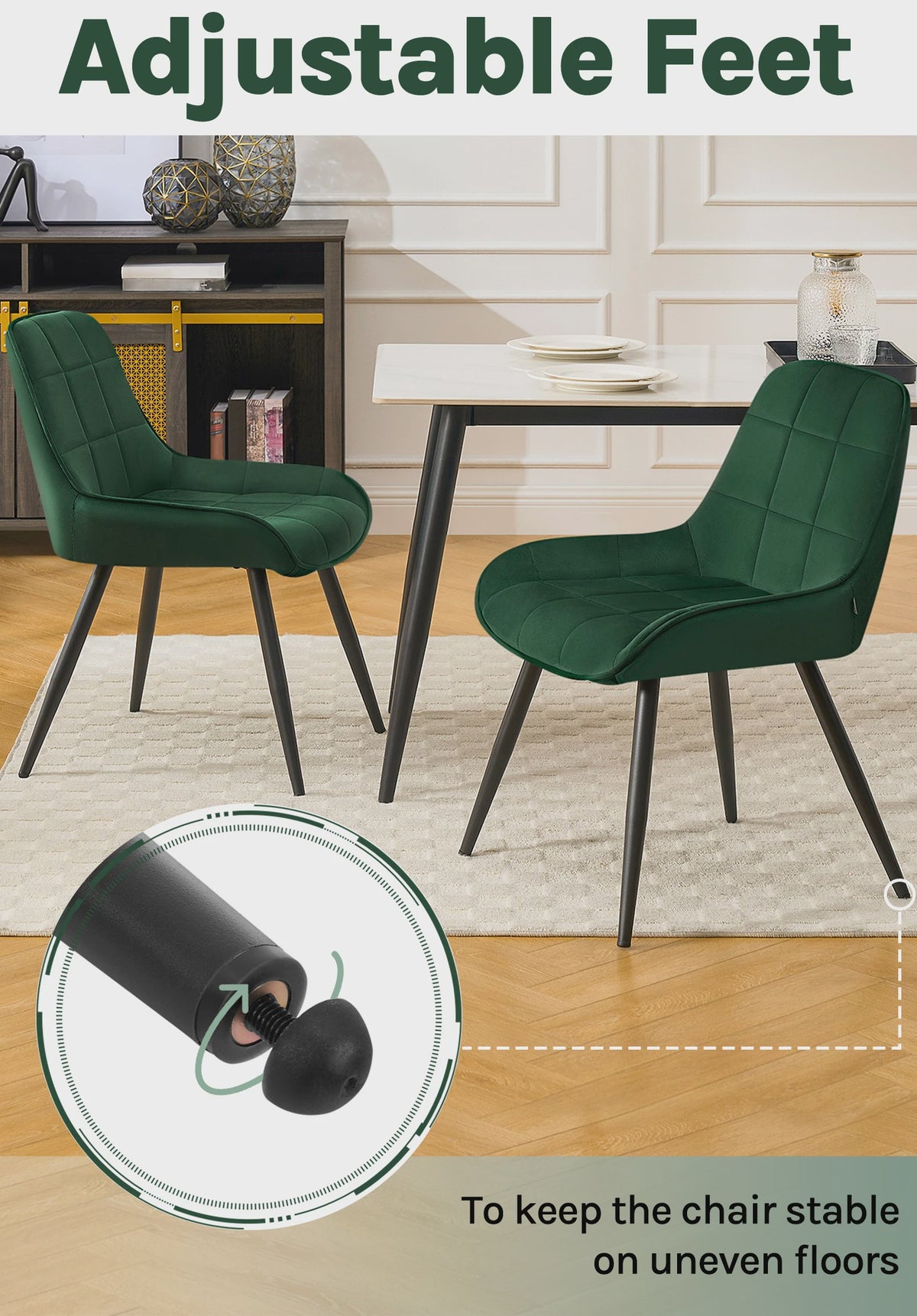 Set van 2 Ergonomische Velvet Eetkamerstoelen - Scandinavisch Design