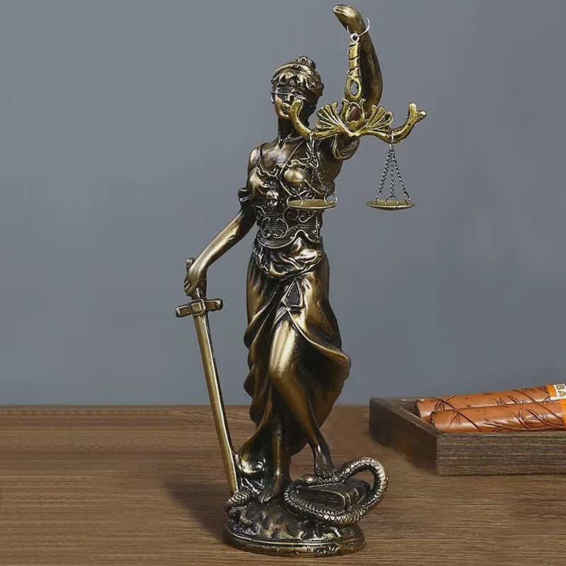 Retro Justitia Beeld - Gerechtigheidssymboliek voor Kantoor en Thuis