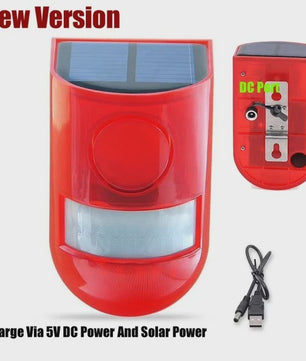 Draadloze Zonnesensor Alarm met Sirene & Strobe Licht - Tuin & Huisbeveiliging