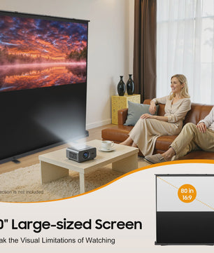 80 Inch Draagbaar Projectiescherm met Verhoogbaar Frame - 16:9, 4K/8K Ultra HD, 160° Kijkhoek, HDR/3D